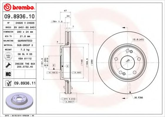 Imagine Disc frana BREMBO 09.8936.10