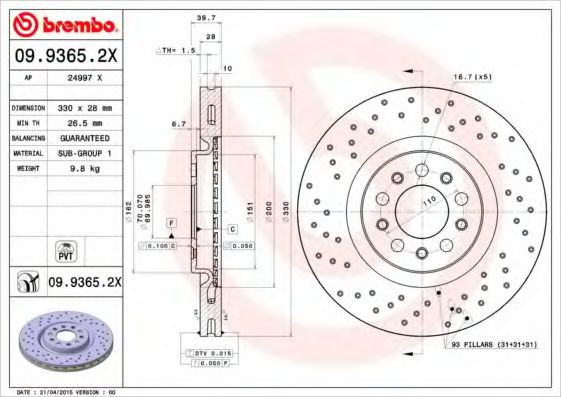 Imagine Disc frana BREMBO 09.9365.2X