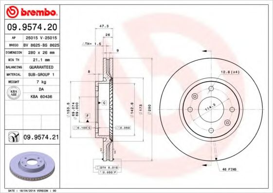 Imagine Disc frana BREMBO 09.9574.21