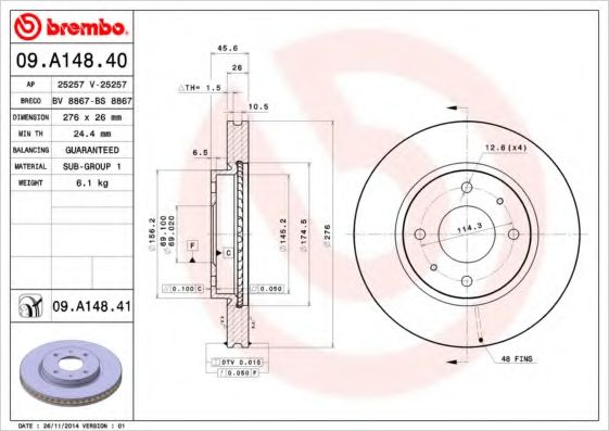 Imagine Disc frana BREMBO 09.A148.41