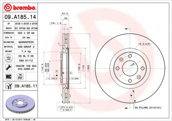 Imagine Disc frana BREMBO 09.A185.11