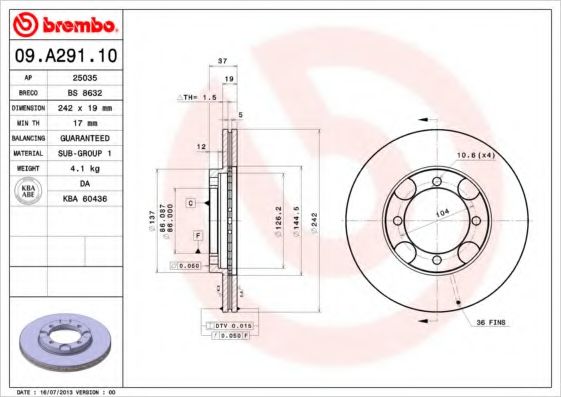 Imagine Disc frana BREMBO 09.A291.10