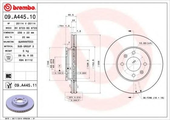 Imagine Disc frana BREMBO 09.A445.11