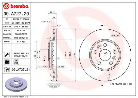 Imagine Disc frana BREMBO 09.A727.21