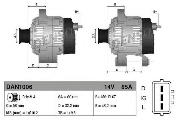 Imagine Generator / Alternator DENSO DAN1006