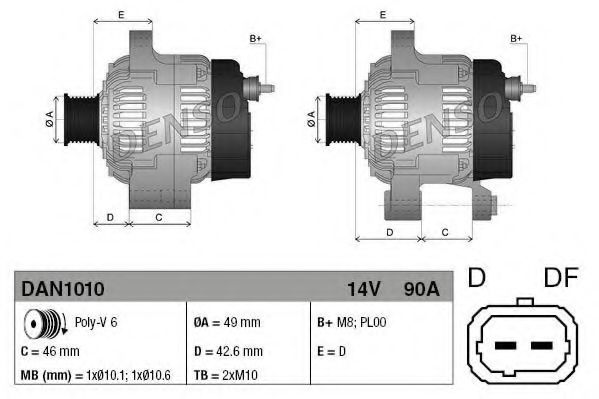 Imagine Generator / Alternator DENSO DAN1010