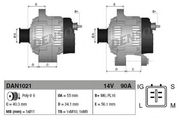 Imagine Generator / Alternator DENSO DAN1021