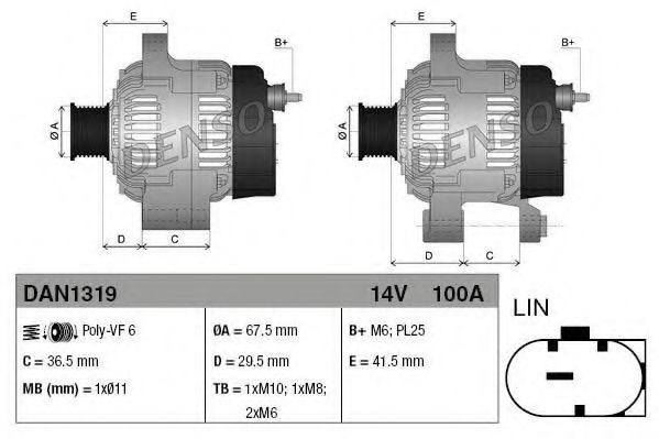 Imagine Generator / Alternator DENSO DAN1319