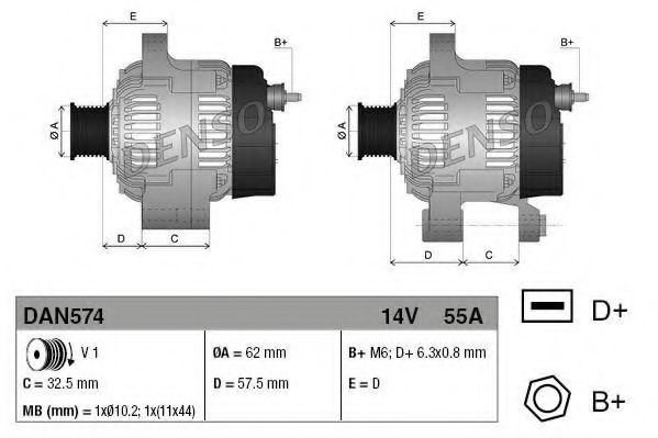 Imagine Generator / Alternator DENSO DAN574