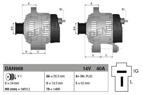 Imagine Generator / Alternator DENSO DAN968