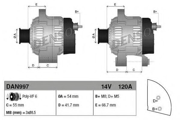 Imagine Generator / Alternator DENSO DAN997