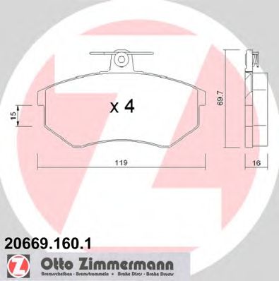 Imagine set placute frana,frana disc ZIMMERMANN 20669.160.1