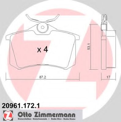 Imagine set placute frana,frana disc ZIMMERMANN 20961.172.1