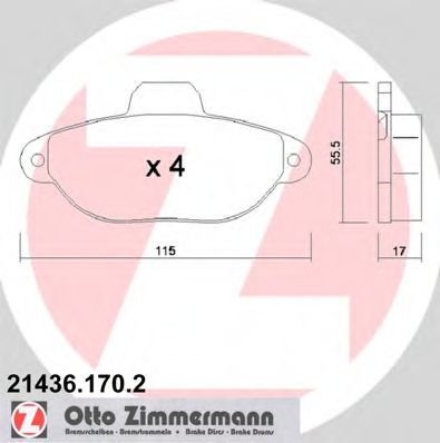 Imagine set placute frana,frana disc ZIMMERMANN 21436.170.2