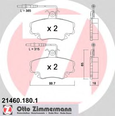 Imagine set placute frana,frana disc ZIMMERMANN 21460.180.1