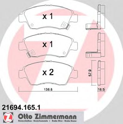 Imagine set placute frana,frana disc ZIMMERMANN 21694.165.1