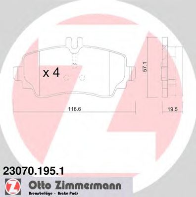 Imagine set placute frana,frana disc ZIMMERMANN 23070.195.1