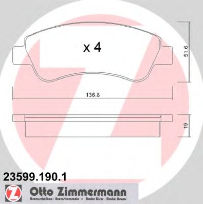 Imagine set placute frana,frana disc ZIMMERMANN 23599.190.1