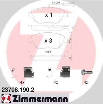 Imagine set placute frana,frana disc ZIMMERMANN 23708.190.2