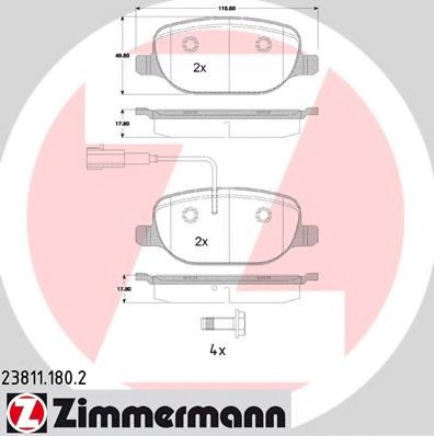 Imagine set placute frana,frana disc ZIMMERMANN 23811.180.2