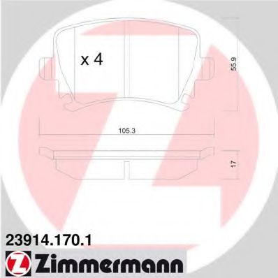 Imagine set placute frana,frana disc ZIMMERMANN 23914.170.1