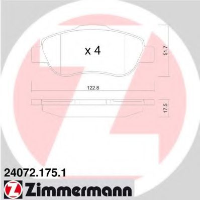 Imagine set placute frana,frana disc ZIMMERMANN 24072.175.1