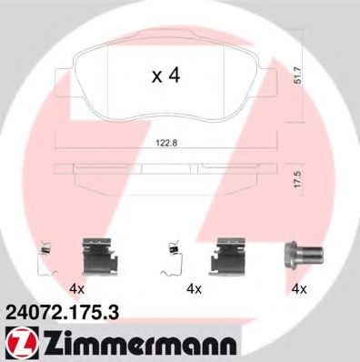 Imagine set placute frana,frana disc ZIMMERMANN 24072.175.3