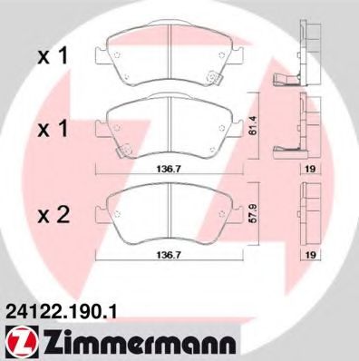 Imagine set placute frana,frana disc ZIMMERMANN 24122.190.1