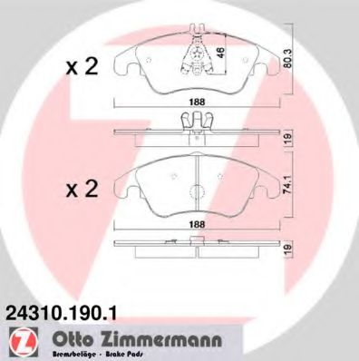 Imagine set placute frana,frana disc ZIMMERMANN 24310.190.1