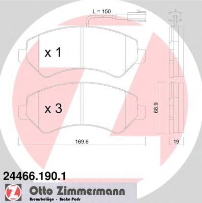 Imagine set placute frana,frana disc ZIMMERMANN 24466.190.1