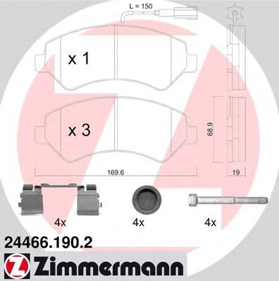 Imagine set placute frana,frana disc ZIMMERMANN 24466.190.2