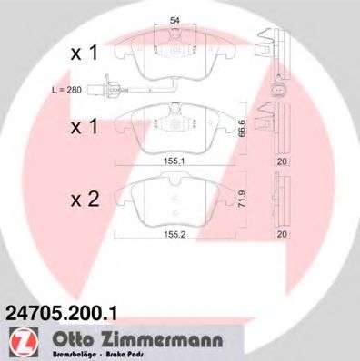 Imagine set placute frana,frana disc ZIMMERMANN 24705.200.1