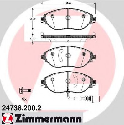 Imagine set placute frana,frana disc ZIMMERMANN 24738.200.2