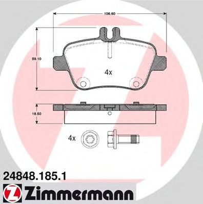 Imagine set placute frana,frana disc ZIMMERMANN 24848.185.1