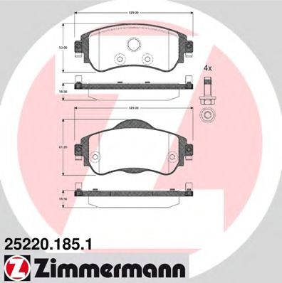 Imagine set placute frana,frana disc ZIMMERMANN 25220.185.1