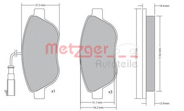 Imagine set placute frana,frana disc METZGER 1170185