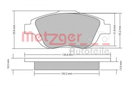 Imagine set placute frana,frana disc METZGER 1170326