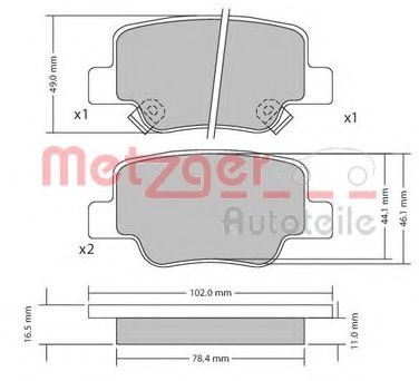 Imagine set placute frana,frana disc METZGER 1170410