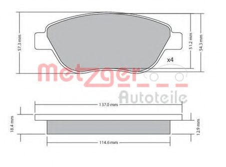 Imagine set placute frana,frana disc METZGER 1170651