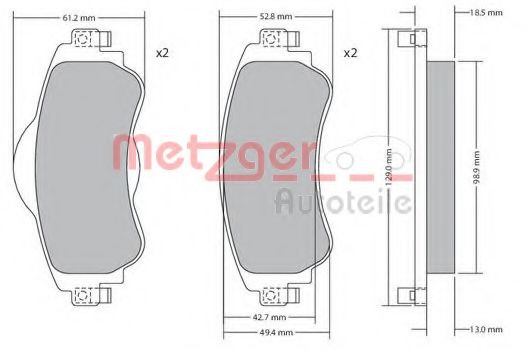 Imagine set placute frana,frana disc METZGER 1170673