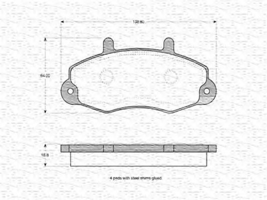 Imagine set placute frana,frana disc MAGNETI MARELLI 363702160553