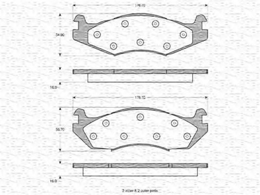 Imagine set placute frana,frana disc MAGNETI MARELLI 363702160626