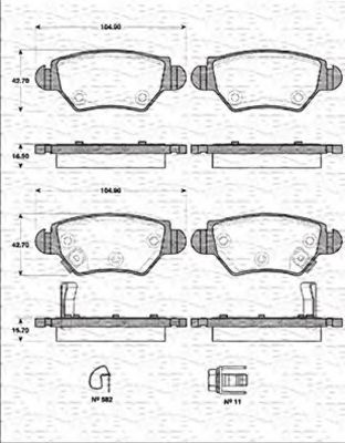 Imagine set placute frana,frana disc MAGNETI MARELLI 363702161261