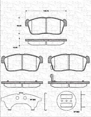 Imagine set placute frana,frana disc MAGNETI MARELLI 363702161303