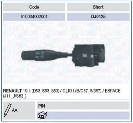 Imagine Comutator coloana directie MAGNETI MARELLI 510034002001