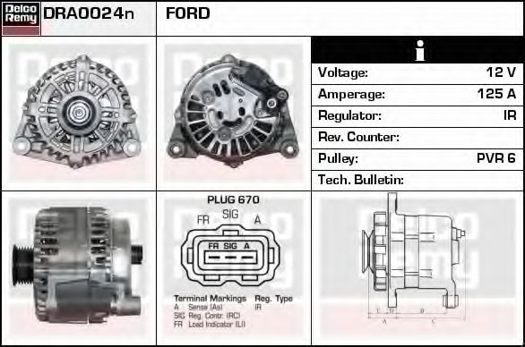 Imagine Generator / Alternator DELCO REMY DRA0024N