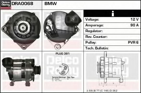 Imagine Generator / Alternator DELCO REMY DRA0068