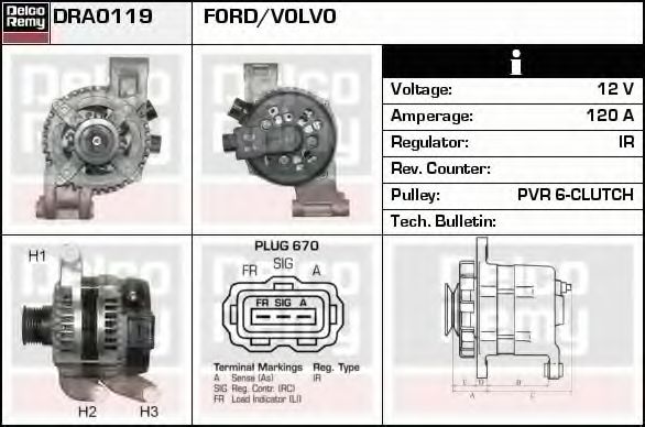 Imagine Generator / Alternator DELCO REMY DRA0119