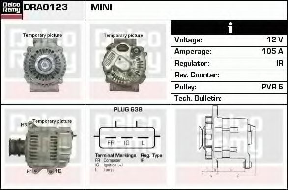 Imagine Generator / Alternator DELCO REMY DRA0123