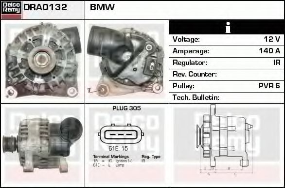 Imagine Generator / Alternator DELCO REMY DRA0132